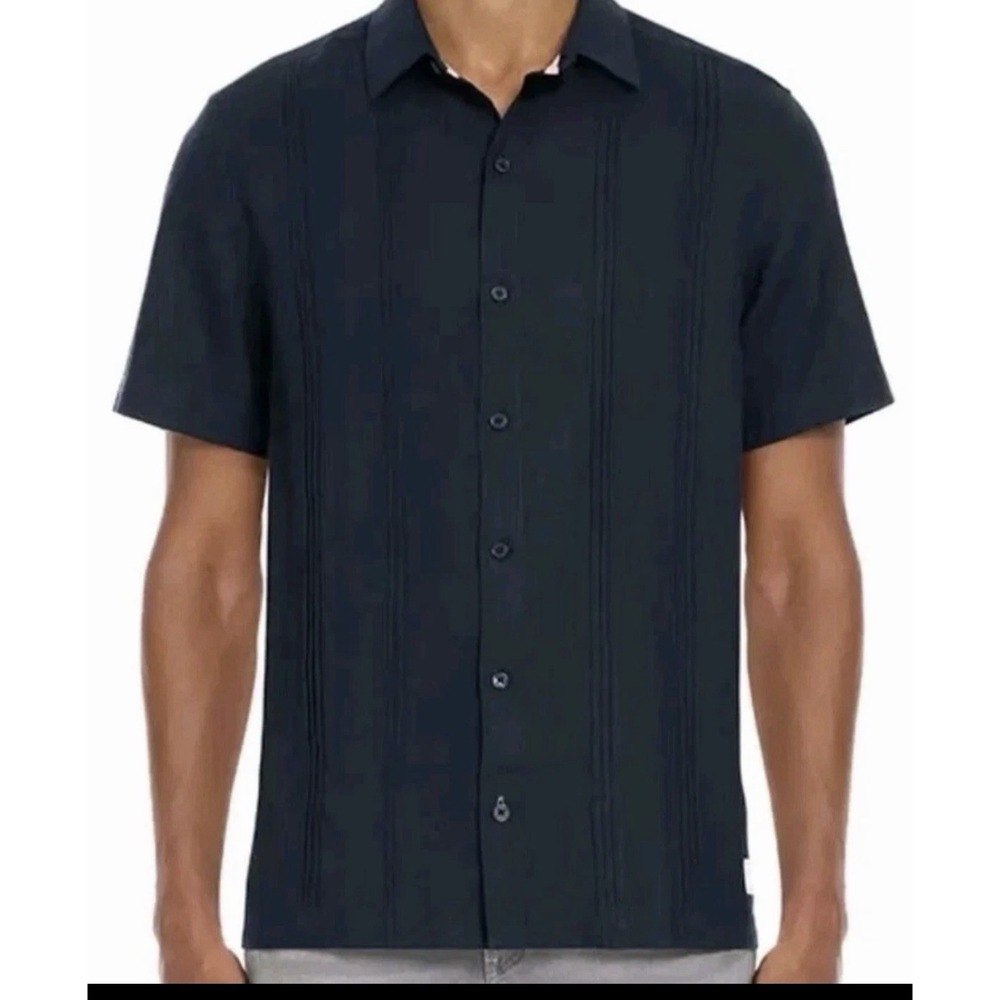 Scotch & Soda‎ Linen Blend Short Sleeve Navy Button Down Shirt Size Large
